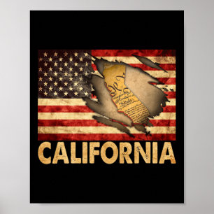 California Usa Patriotic American Flag 4th Of July Poster