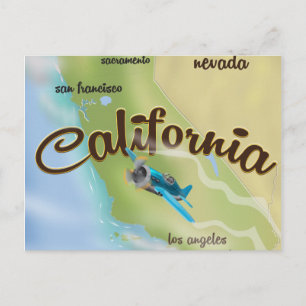 California USA vintage map and travel poster Postcard