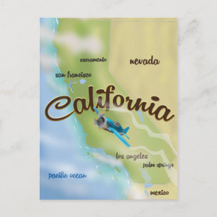 California USA vintage map and travel poster Postcard