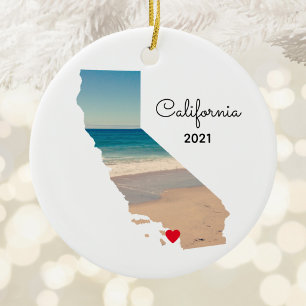 California Vacation Places Visited Ceramic Tree Decoration