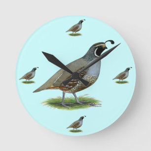 California Valley Quail Round Clock