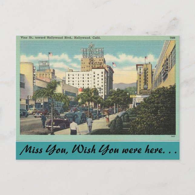 California, Vine Street, Hollywood Postcard (Front)