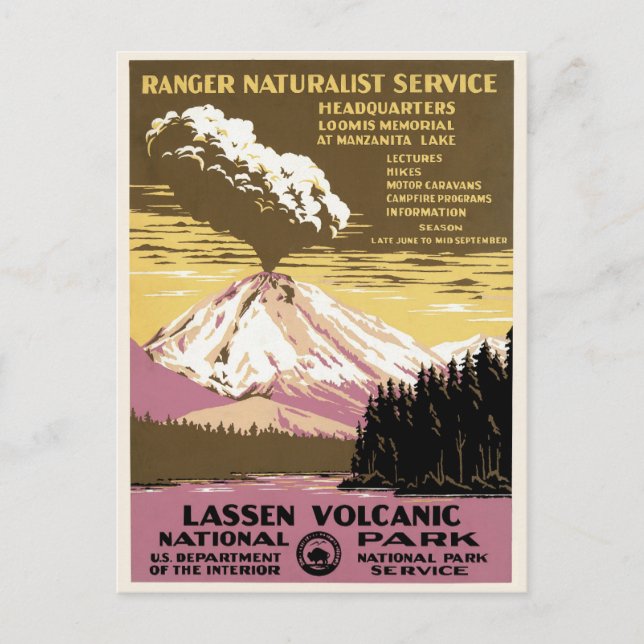 California Vintage Lassen Volcanic National Park Postcard (Front)