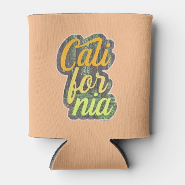 California Vintage Logo Trees Background Can Cooler (Front)