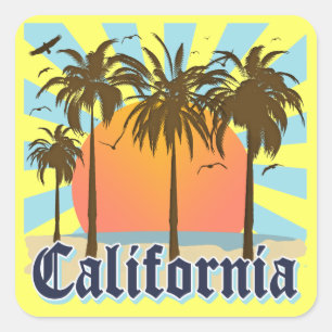 California Vintage Souvenir Square Sticker