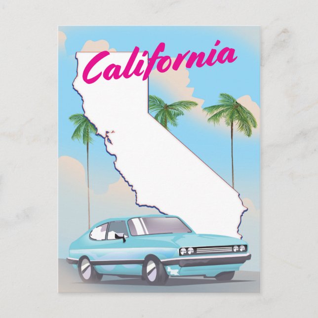 California Vintage style Vacation poster Postcard (Front)