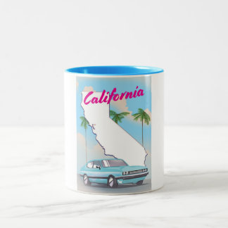 California Vintage style Vacation poster Two-Tone Coffee Mug