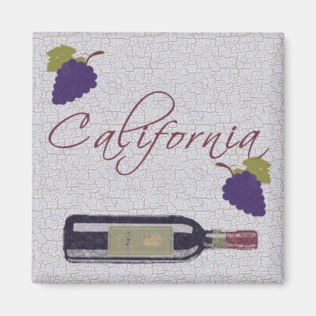California Vintage Wine Bottle Magnet (Front)