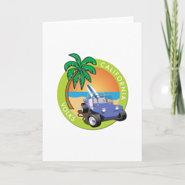California Volks Dune Buggy with Palms Card (Front)