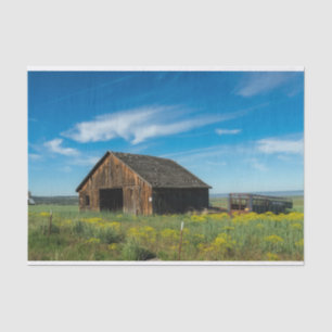 California Weathered Brown Barn and Yellow Flowers Tissue Paper