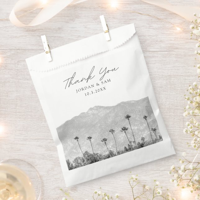 California Wedding Boho Photo Black & White Favour Bags (Clipped)