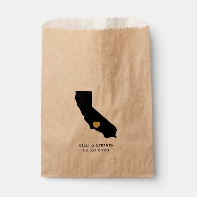 California Wedding Favour Treat Sacks, Gift Bags (Front)
