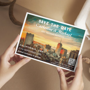 California Wedding Travel Poster Style QR Code  Save The Date