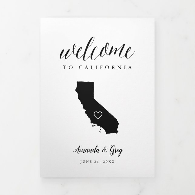 California Wedding Welcome Letter & Itinerary Tri-Fold Programme (Cover)
