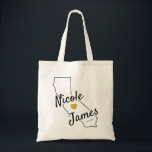 California Wedding Welcome Weekend Tote Bag<br><div class="desc">Wedding weekend welcome gift bag for out of town guests to your wedding,  featuring black image of California and gold heart.  Fill tote with your favourite goodies.</div>
