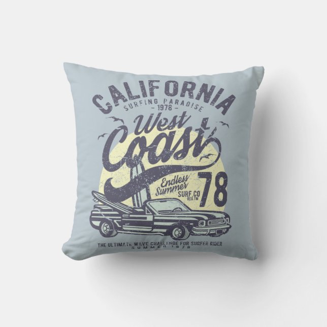 California West Coast Surfing Paradise Summer Cushion (Front)