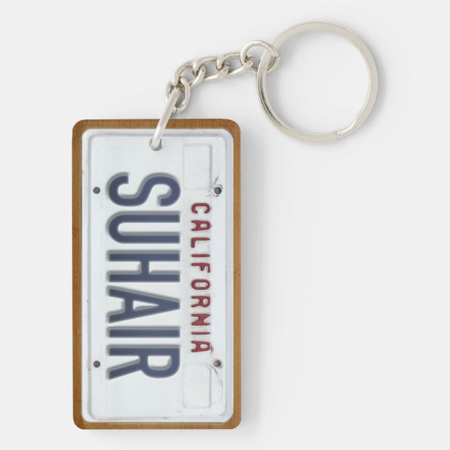 California White License Plate Keychain CUSTOM (Back)