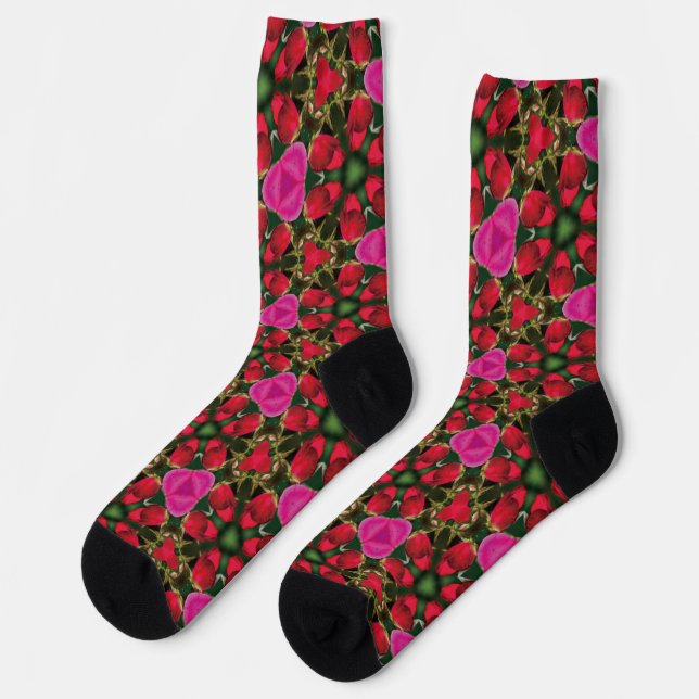 California Wild Rose Pattern Socks (Left)