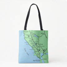 California Wine Country Map Tote
