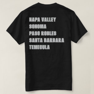 California Wine Regions Napa Black Front And Back T-Shirt