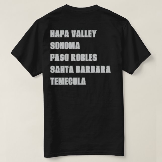 California Wine Regions Napa Black Front And Back T-Shirt (Design Back)