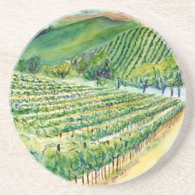 California Wine Vineyard Landscape Drink Coaster (Front)
