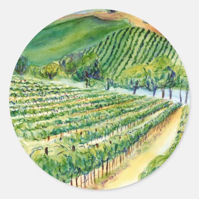 California Wine Vineyard Painting Sticker (Front)