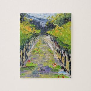 California winery, summer vineyard vines in Carmel Jigsaw Puzzle