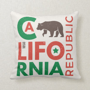 California With Grizzly Bear Logo Cushion