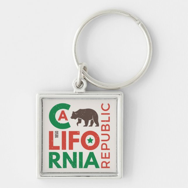 California With Grizzly Bear Logo Key Ring (Front)