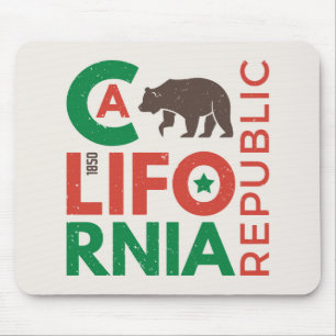 California With Grizzly Bear Logo Mouse Mat