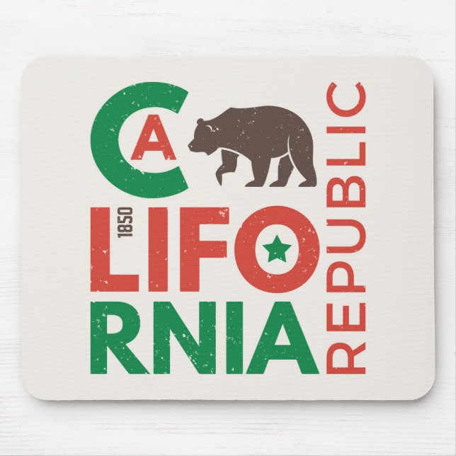 California With Grizzly Bear Logo Mouse Mat (Front)