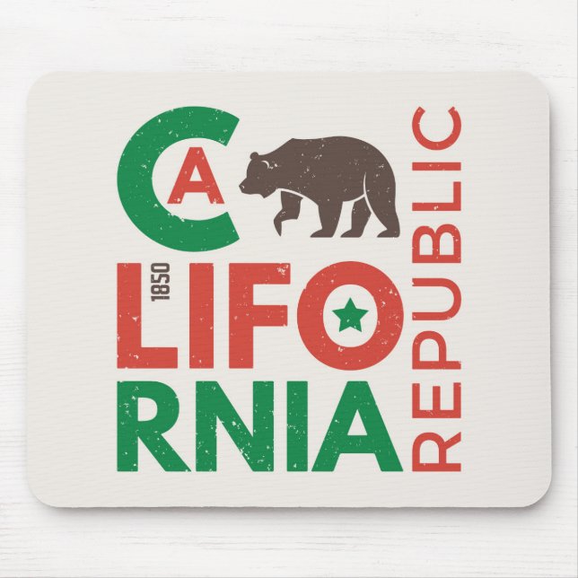 California With Grizzly Bear Logo Mouse Mat (Front)