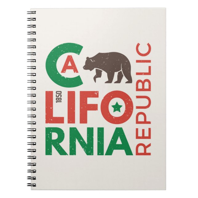 California With Grizzly Bear Logo Notebook (Front)