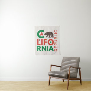 California With Grizzly Bear Logo Tapestry