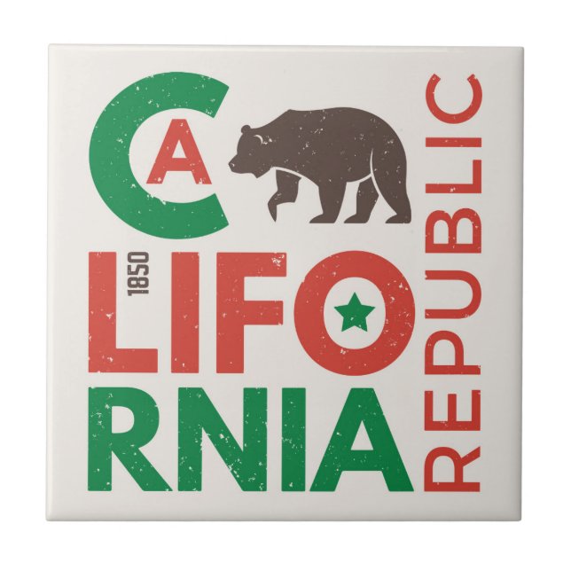 California With Grizzly Bear Logo Tile (Front)