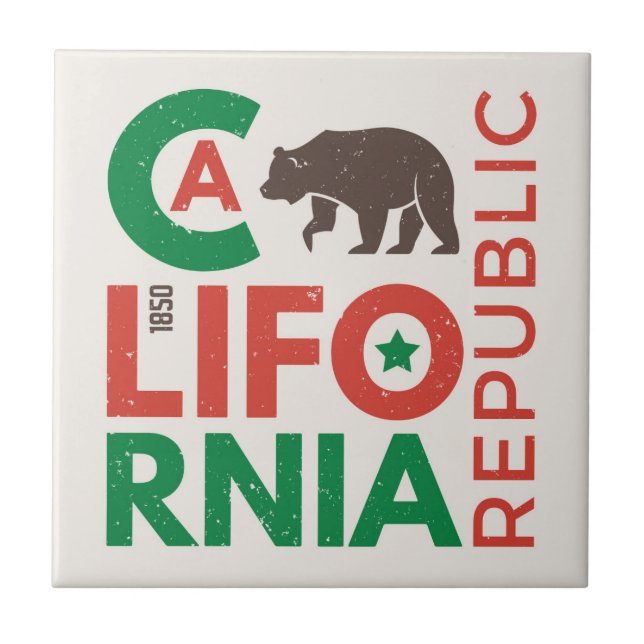 California With Grizzly Bear Logo Tile (Front)