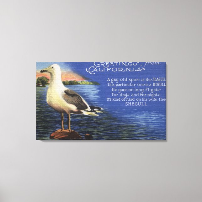 CaliforniaGreetings From, Seagull Poem Canvas Print (Front)