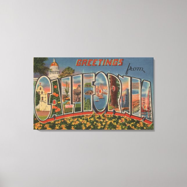 CaliforniaLarge Letter ScenesState Canvas Print (Front)