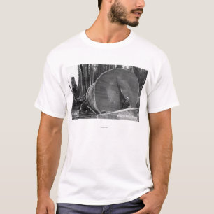CaliforniaMan Posing by Cut Redwood Log T-Shirt