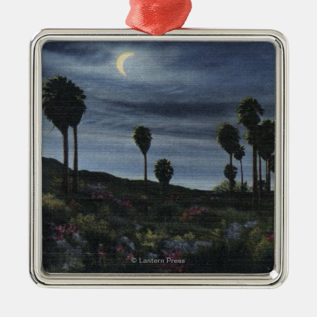 CaliforniaMoonlit View at Twenty-Nine Palms Metal Tree Decoration (Front)