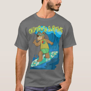 Californian bear in board shorts surfing the waves T-Shirt