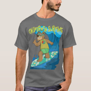Californian bear in board shorts surfing the waves T-Shirt