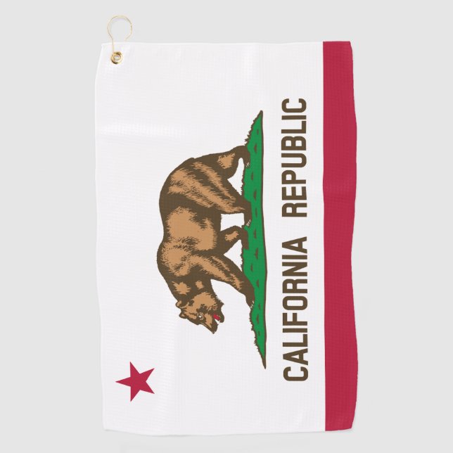 Californian Flag & California golf holiday /sports Golf Towel (Front)