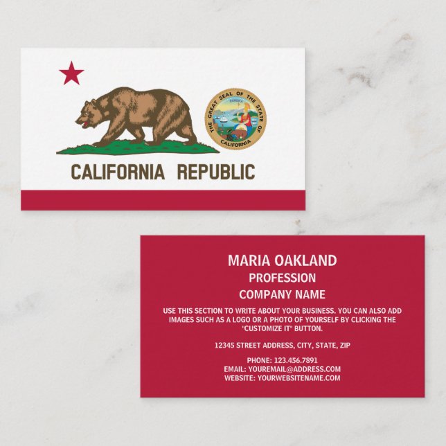 Californian Flag & Seal, Flag of California Business Card (Front/Back)