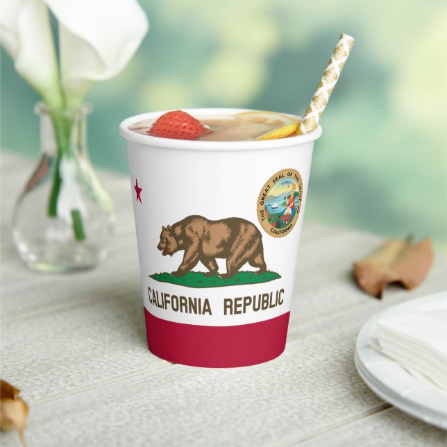 Californian Flag & Seal, Flag of California Paper Cups (Insitu)