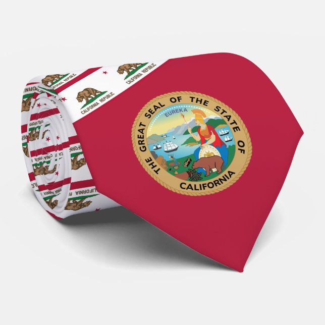 Californian Flag & Seal, Flag of California Tie (Rolled)