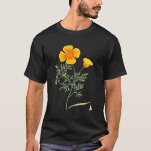 Californian Poppy Botanical Illustration Flower Ca T-Shirt