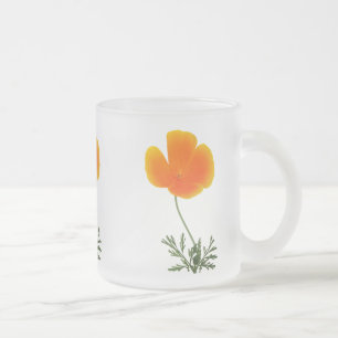californian poppy frosted glass coffee mug