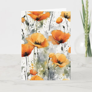 Californian poppy - Watercolor flowers Card
